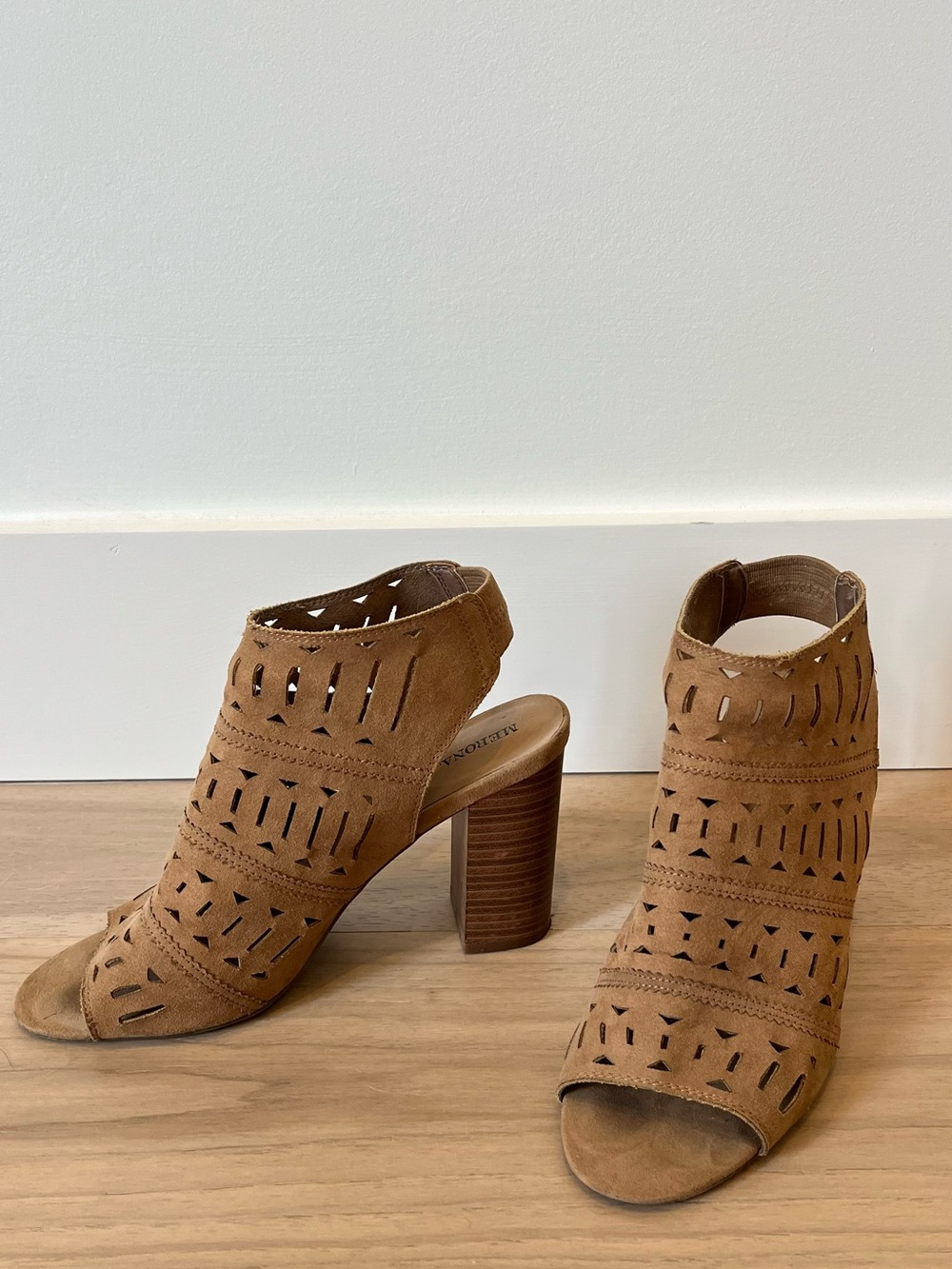 Target Brown Suede Cutout Block Heel Sandals